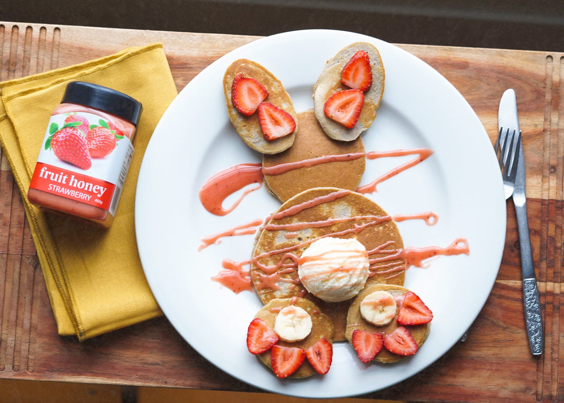 Strawberry Honey Easter Pancakes (gf)