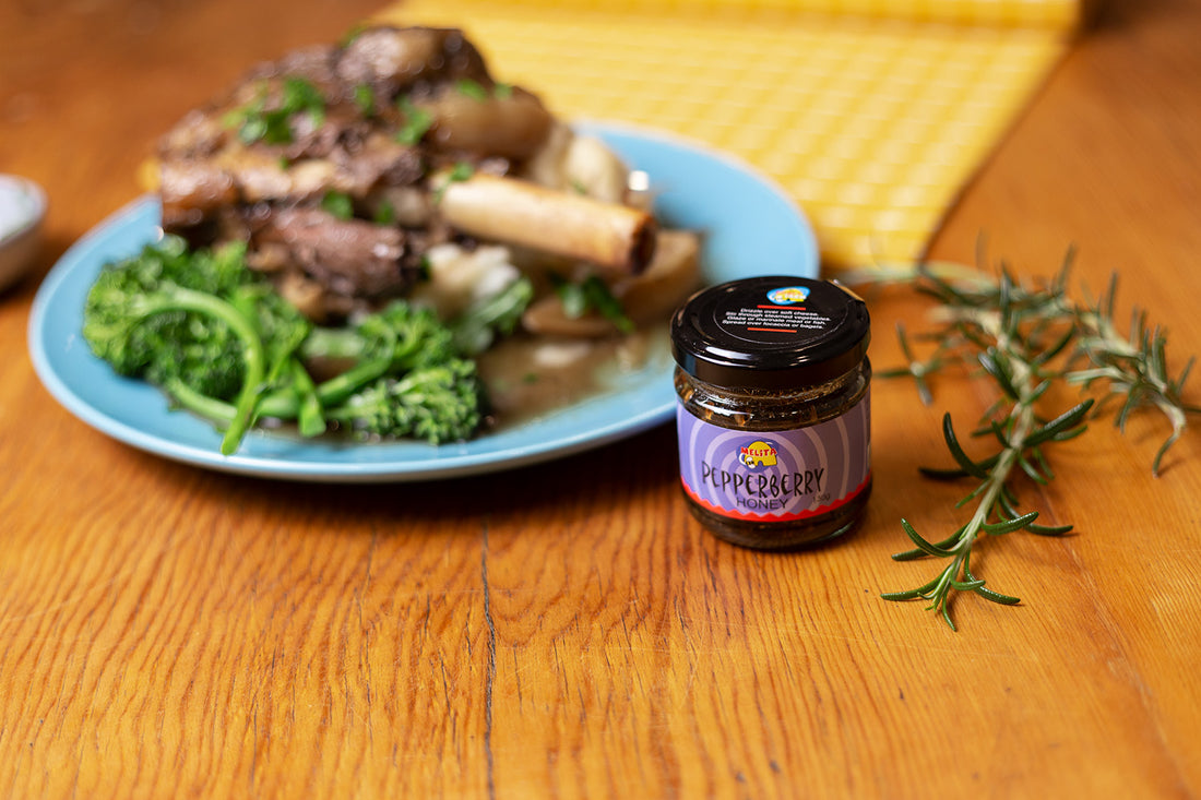 Pepperberry Honey Slow Cooked Lamb Shanks