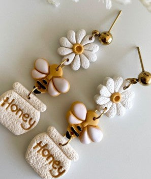 Polymer Clay Dangle earrings Triple