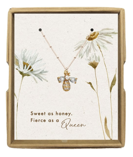 Gold Plated Bee Necklace Zirconia