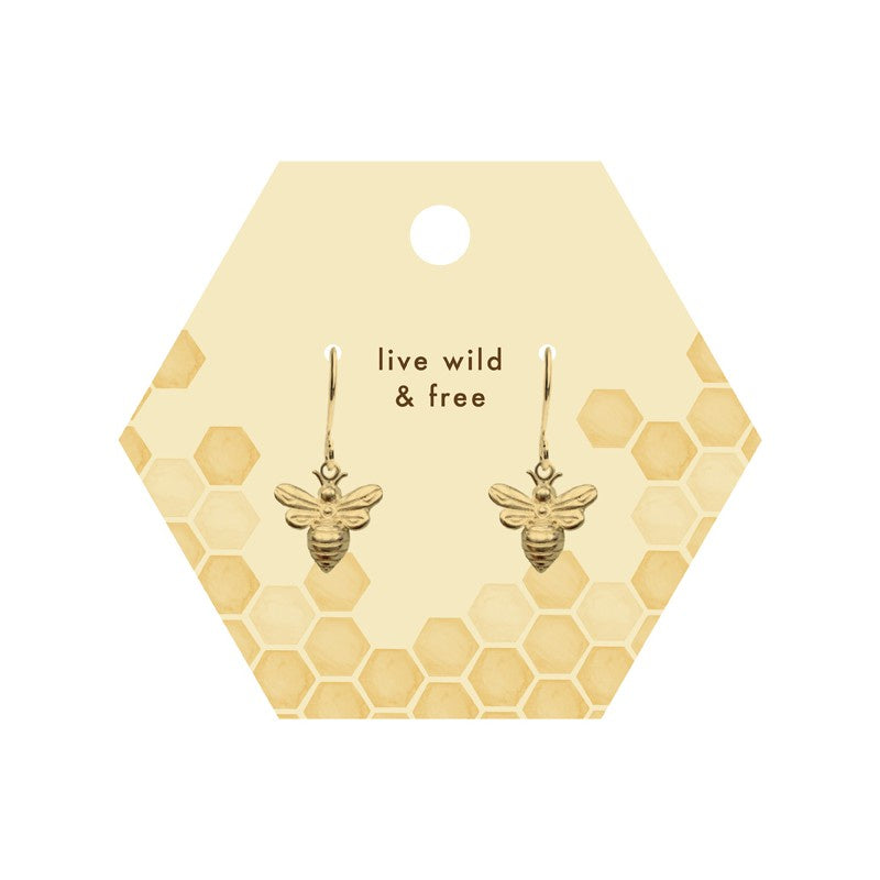 Gold Plated Hanging Bee Earrings