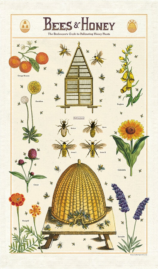 Bees & Honey Vintage Tea Towel