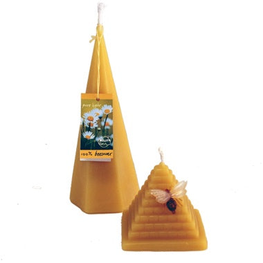 Tall Pyramid Beeswax Candle - 15cm high